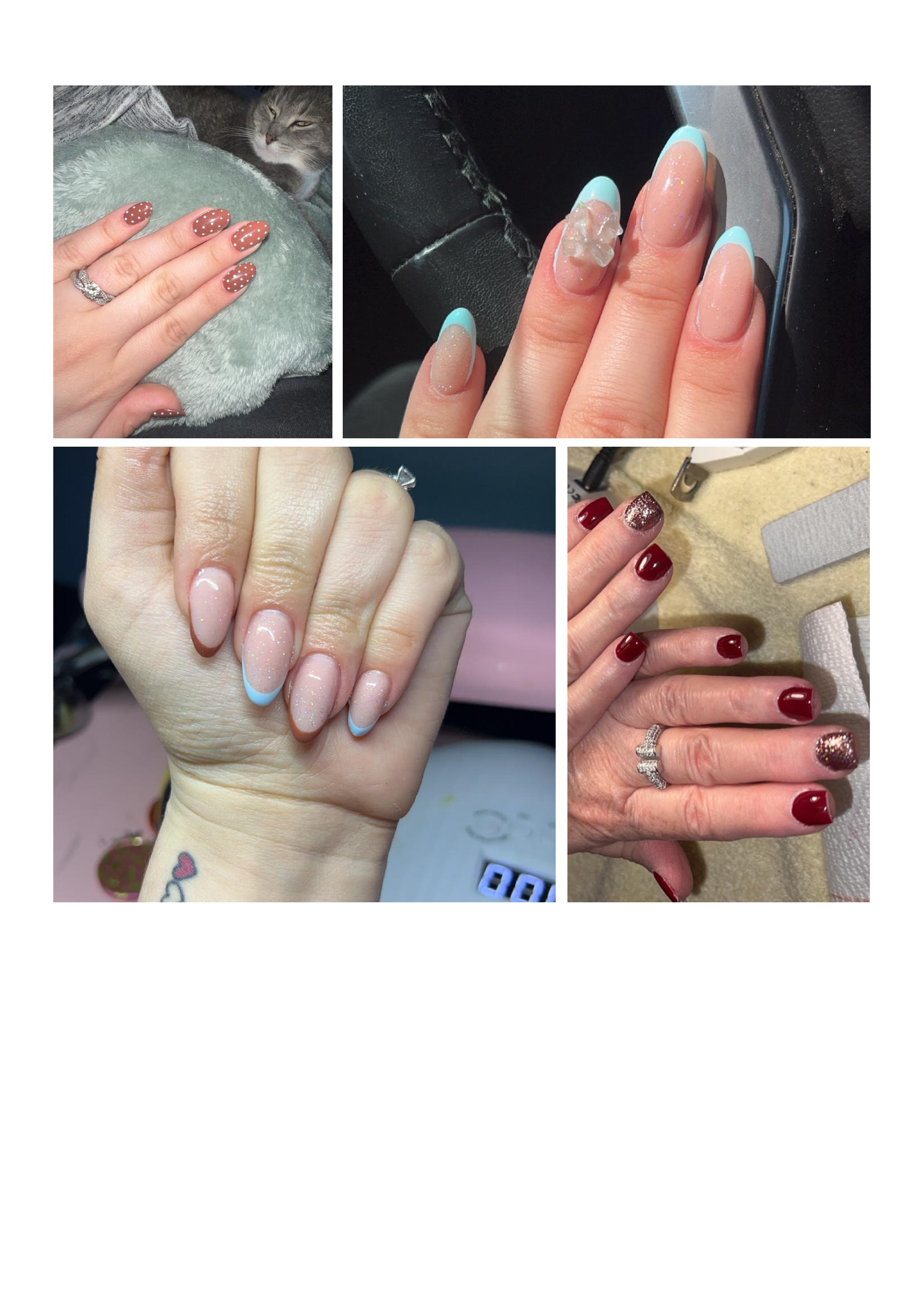 Collage of custom nail art showcasing the range of Chaos & Claws work